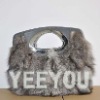 Lady/Women Fashion New Blue Fox Fur Simple Tote Bag T-11