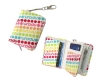 Lady letter priting PU trifold wallets and purse with alloy key chain