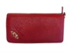 Lady's Cowskin Leather Zipper Wallet Leather Wallet