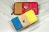 Lady zip round purse patchwork clutch wallet