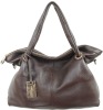 Large zip top leather handbag