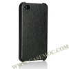 Leather Coated Hard Case Cover for iPhone 4S/ iPhone 4(Black)