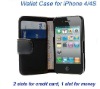 Leather Flip Case for Apple iPhone 4 4S, Wallet Flip Case Cover Holster