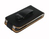 Leather Flip Case for iPhone 4G with hook at back