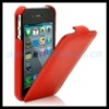 Leather Flip Cover Carrying Case for Apple iPhone 4 (Red)
