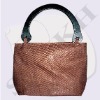 Leather Round Handle Jute Bag