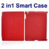 Leather Smart Cover + Anti-Slip Hard Case 2 in 1 Front and Back Cover for iPad 2 (Red)