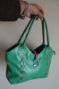 Leather bag green baggy