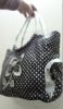 Leather bag grey with flower