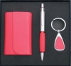 Leather card holder.plastic pen.metal keychain--SK-60