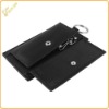 Leather key wallet & coin holder with metal ring for 2012 newest style