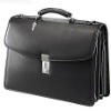 Leather portfolio case in black color