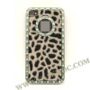 Leopard Design Fur Hard Case Cover for iPhone 4S/ iPhone 4(Off-White)