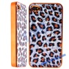 Leopard Hard Case Cover for iPhone 4 with Golden Chromed Sides & Crystal Packaging(Orange)