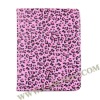 Leopard Leather Stand Case Cover for iPad 2(Hot Pink)