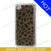 Leopard Plush Rhinestone Electroplating Case for iPhone 4 - Brown