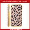 Leopard Print Fur Coated Electroplating Hard Cover For iPhone 4S-Pink/Black