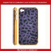 Leopard Print Fur Coated Electroplating Hard Cover For iPhone 4S-Purple/Black