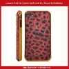 Leopard Print Fur Coated Electroplating Hard Cover For iPhone 4S-Red/Black