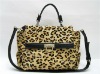 Leopard fur leather fashion handbag women luxury