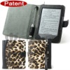 Leopard pattern leather case with reading lamp for ebook cover