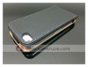 Lichee Pattern Genuine Leather Case for iPhone 4 4S Black Color