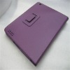 Litchi stria of left or right opening leather case for ipad2 with purple color