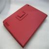 Litchi stria of left or right opening leather case for ipad2 with red color