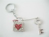 Lock and key red crystal bag/keychain charms
