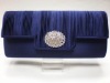 Long size blue satin-case evening bag