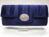 Long size blue satin-case evening bag