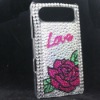 Love Flower Rose Pattern Rhinestone Case for HTC HD7, (42434045D)