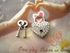 Love heart shape padlock  with rhinestones