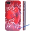 Lovely Red Color Heart Pattern Hard Case for iPhone 4 4G