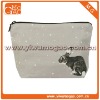 Lovely cotton zipper closure printing gray fashion lady cute makeup bag