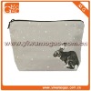 Lovely cotton zipper closure printing gray fashion lady cute makeup bag