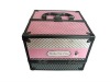 Lovely design!pink PU cosmetic case with four trays inside