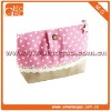 Lovely elegant round dots canvas zipper closure pink coin bag