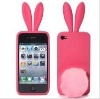 Lovely rabbit design silicone case for iphone 4