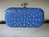 Low MOQ hard case clutch bags with fashion spikes evening bag/box clutch blue