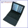 Low price-Fashion 12" bluetooth keyboard  genuine leather case for ipad2