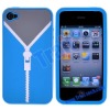 Luck Zipper Series Soft Silicone Case Cover for iPhone 4(Baby Blue)