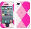 LuxeLeather Snap-on Protective case for iPhone 4 (Pink Argyle)