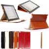 Luxurious Style Vintage Crazy Horse leather folding stands case for ipad 2