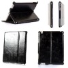 Luxurious Style Vintage Crazy Horse leather folding stands style leather case for ipad 2 black