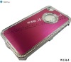 Luxury Chrome Case with Diamond Frame for iPhone 4 4S. Individually Retai Package.