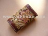 Luxury Handmade Cowhide Leather Gift - Hand Carved Key Wallet in Wildlife Theme - Wolf