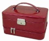 Luxury PU Leather red cosmetic box with closure in multi-way