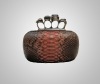 Luxury python skin  four ring skull lady clutch bag