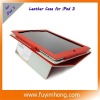 Magnetic Flap Leather Case for iPad3 case, With elastic band to handle